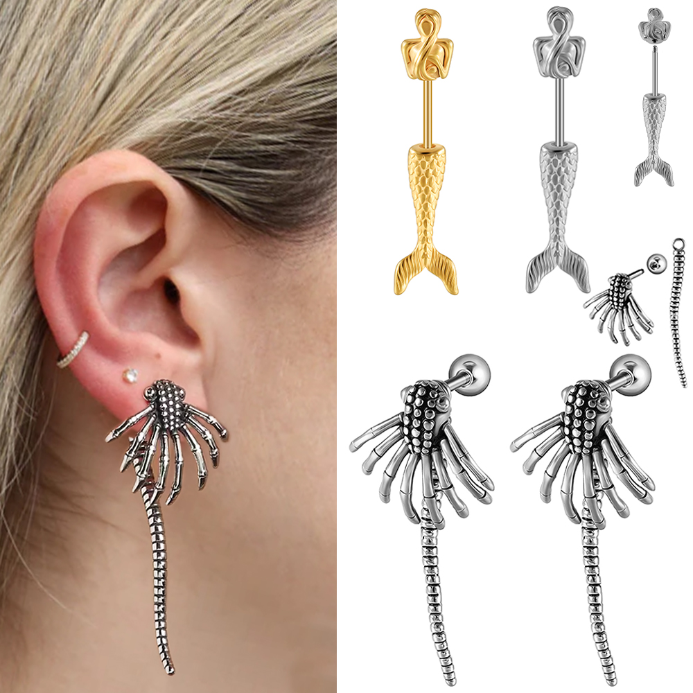 Body Piercing Quality Jewelry - 1-2PCS Retro Monster Spider Stud Earring