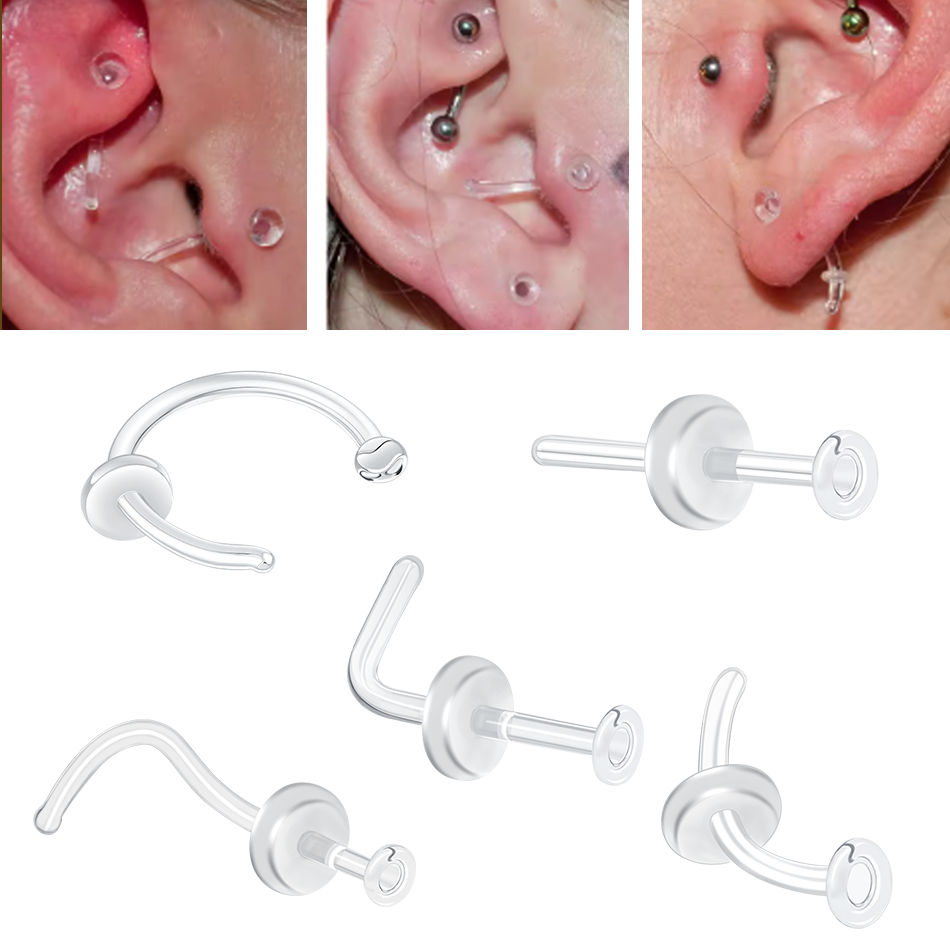 Body Jewelry Holder - 1/5PCS Glass Nose Stud Transparent Glass