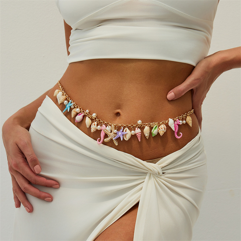 Body Jewelry Sale - Boho Starfish Shell Pendant Waist Chain