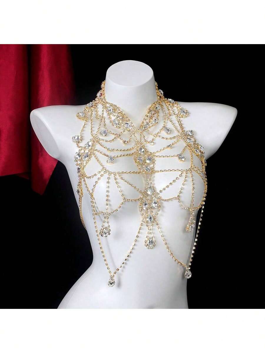 Body Jewelry Women - Rhinestone Body Chain Bra Necklace For