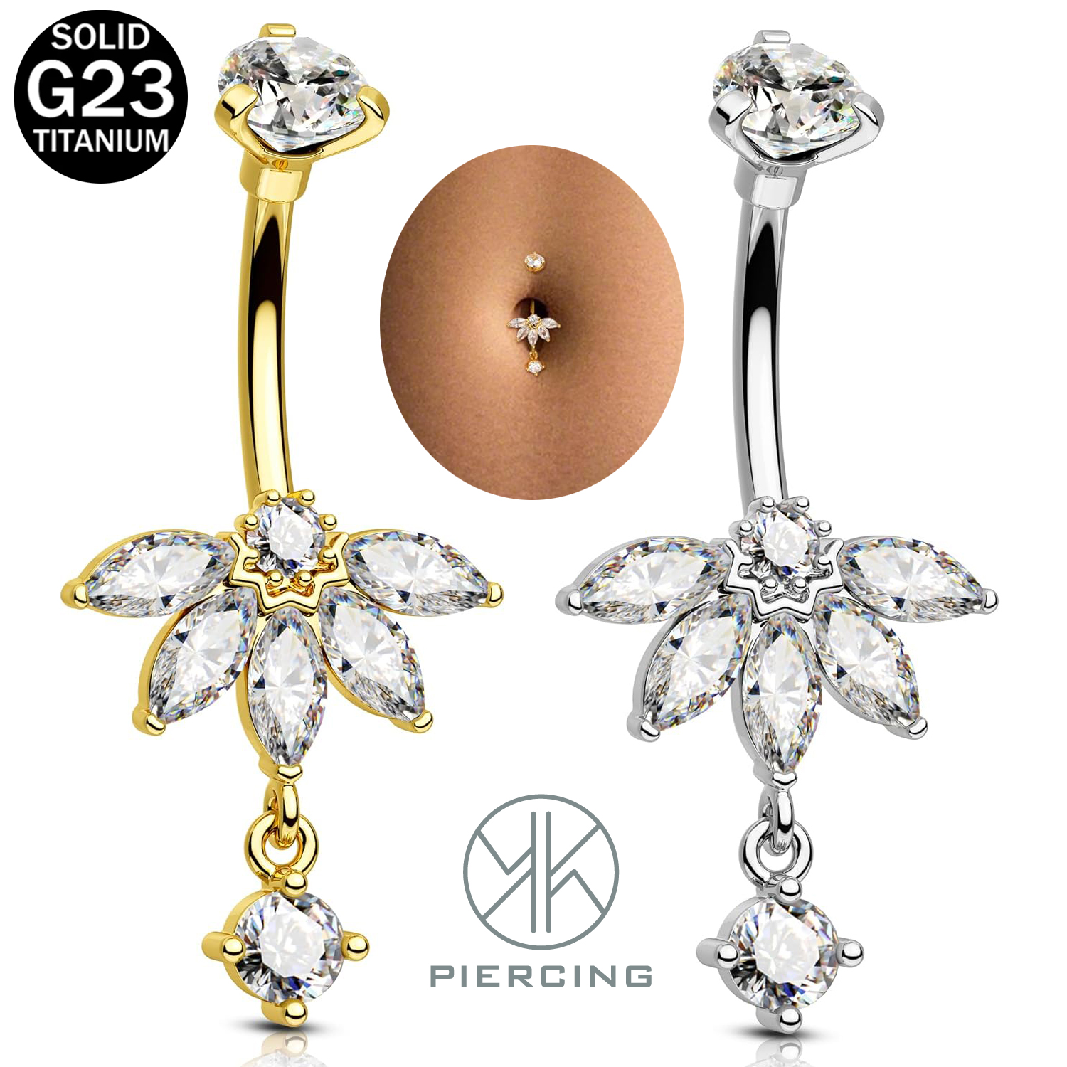 Lotus-design CZ Belly Button R - Belly Bar Titanium recensione e prezzo
