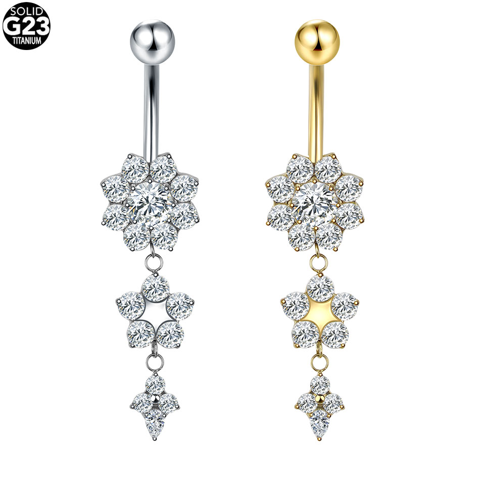 1/5PCS Titanium Heart CZ Navel - Belly Bar Titanium recensione e prezzo