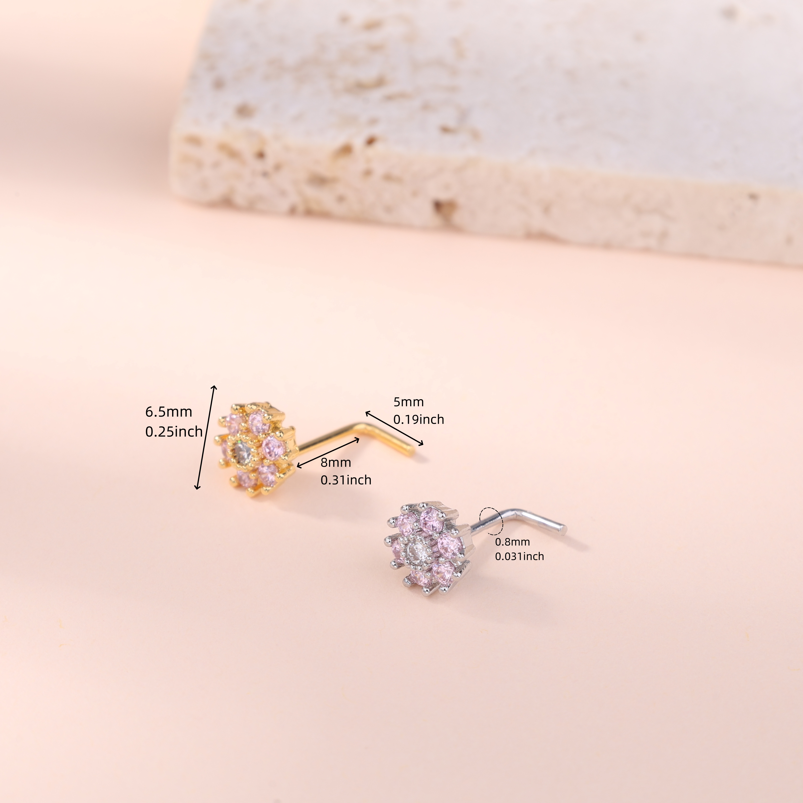1Pcs Nose Stud Rings L Screw S - Body Jewelry Piercing recensione e prezzo