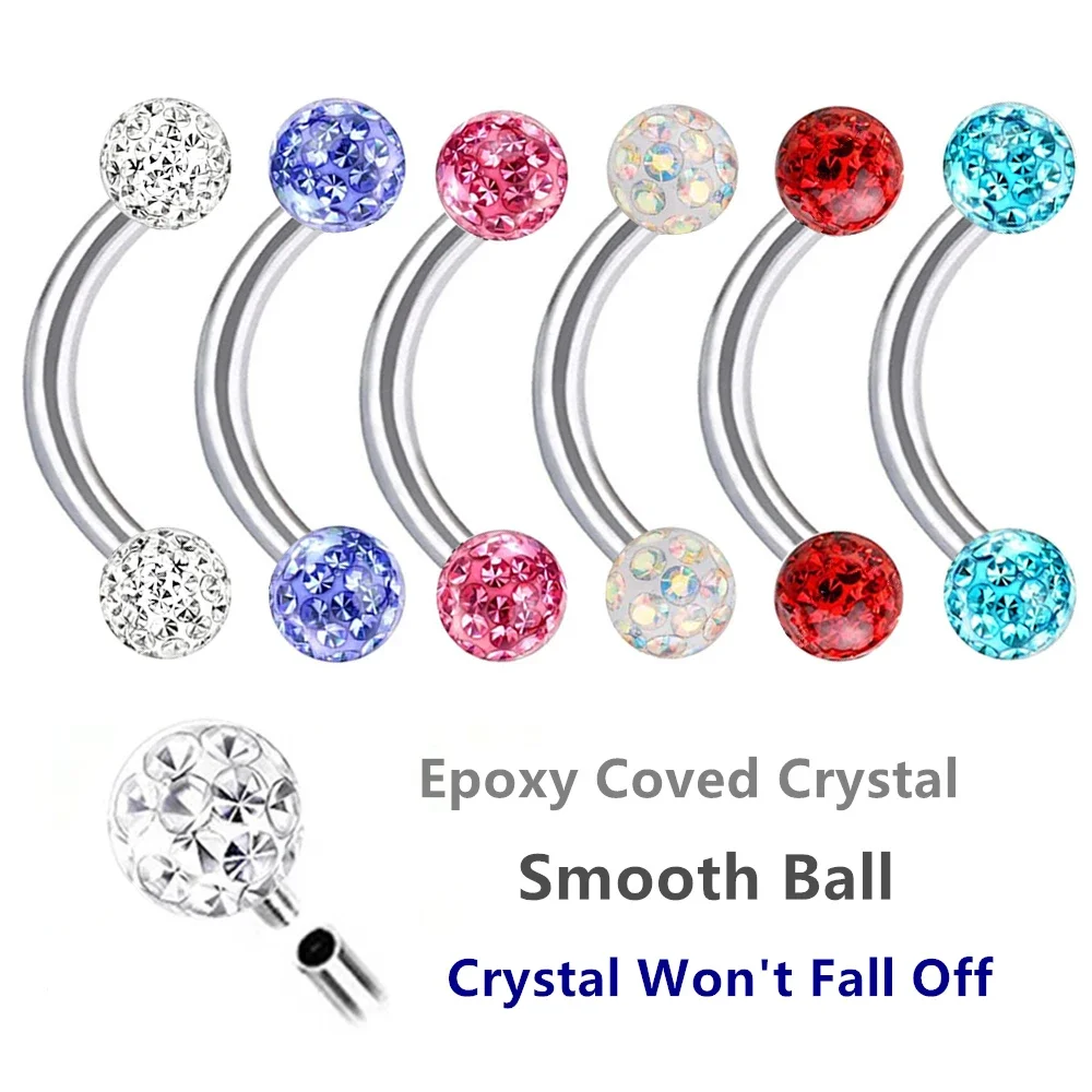 Multi Color Epoxy Crystal 6-10 - Eyebrow Curved Barbell recensione e prezzo