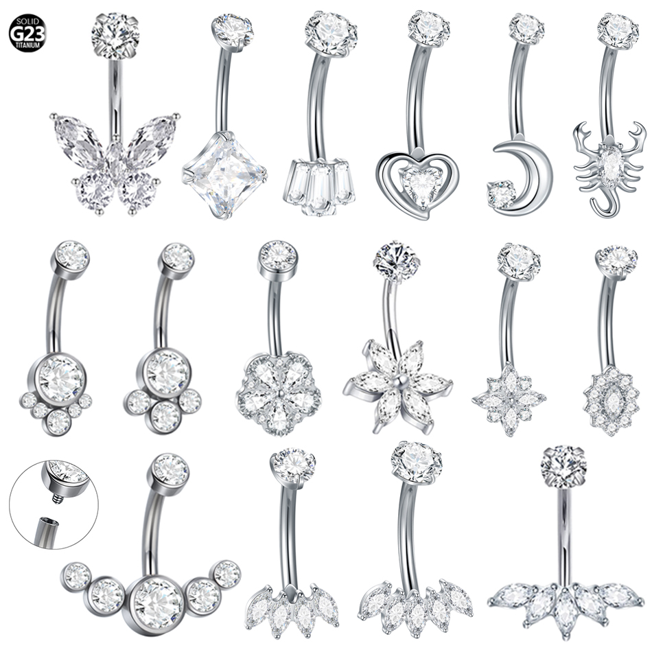 1Pc Titanium Zircon Belly Ring - Belly Bar Titanium recensione e prezzo