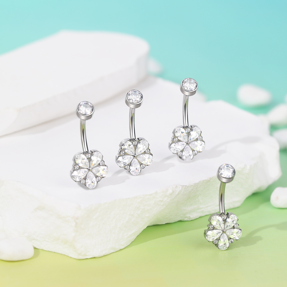 1Pc Titanium Zircon Belly Ring - Belly Bar Titanium recensione e prezzo