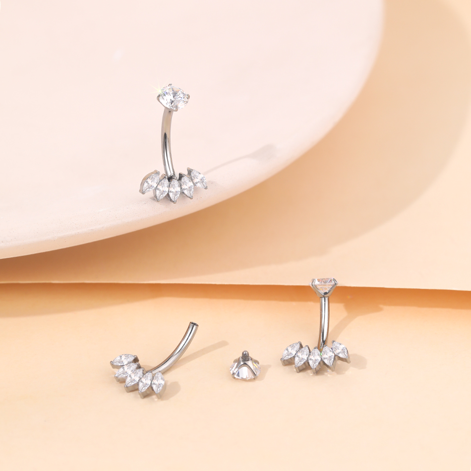 1Pc Titanium Zircon Belly Ring - Belly Bar Titanium recensione e prezzo
