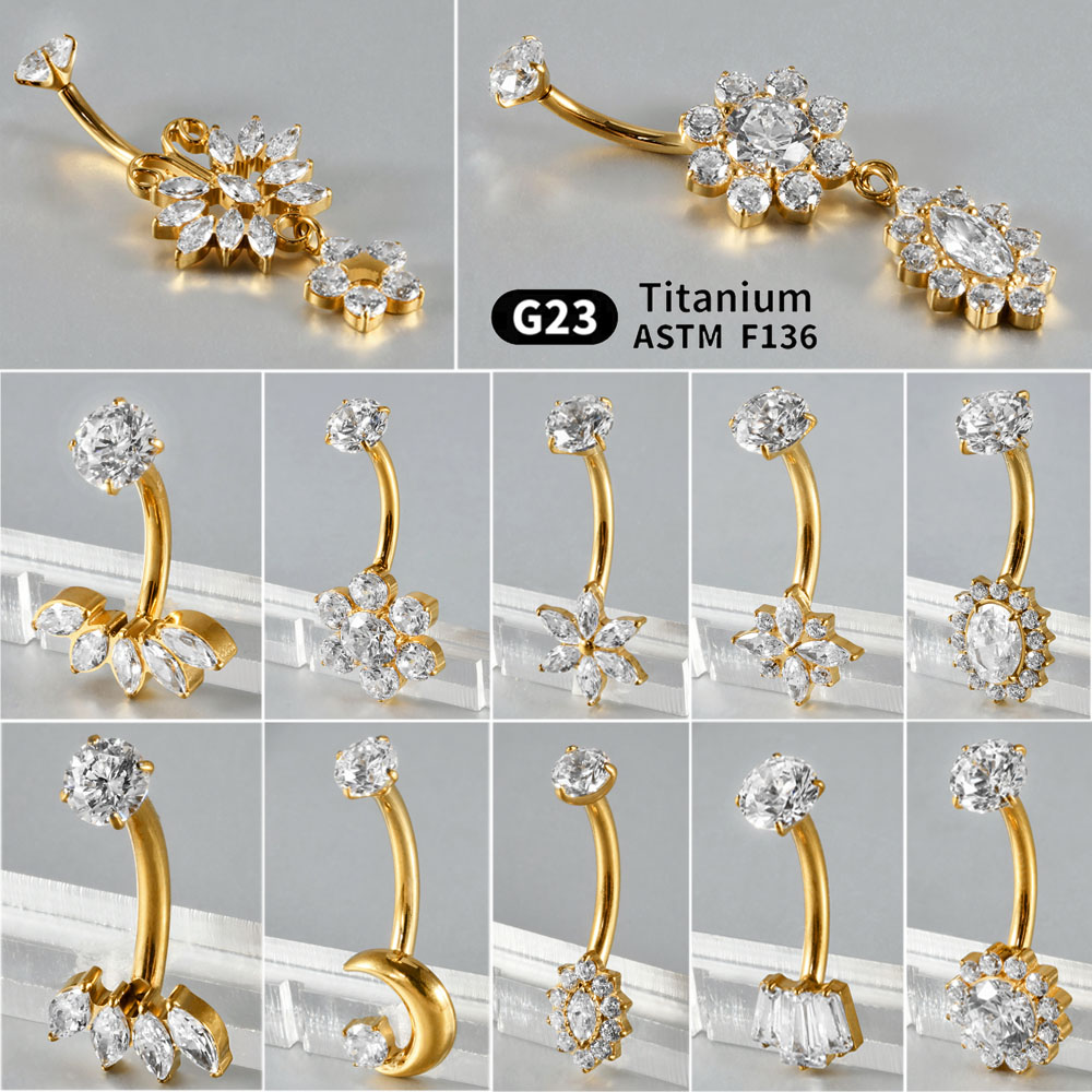 1PC Titanium Carved Zircon Bel - Belly Bar Titanium recensione e prezzo