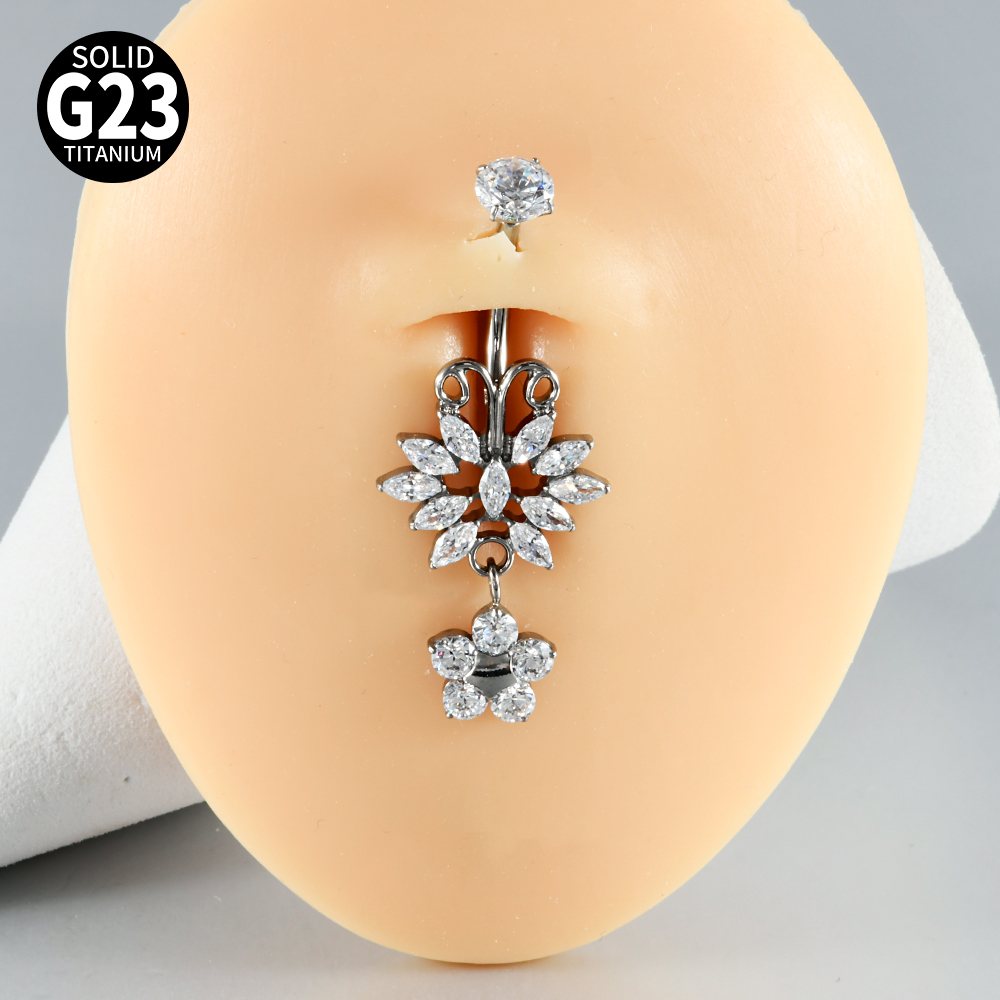 1PC Titanium Carved Zircon Bel - Belly Bar Titanium recensione e prezzo