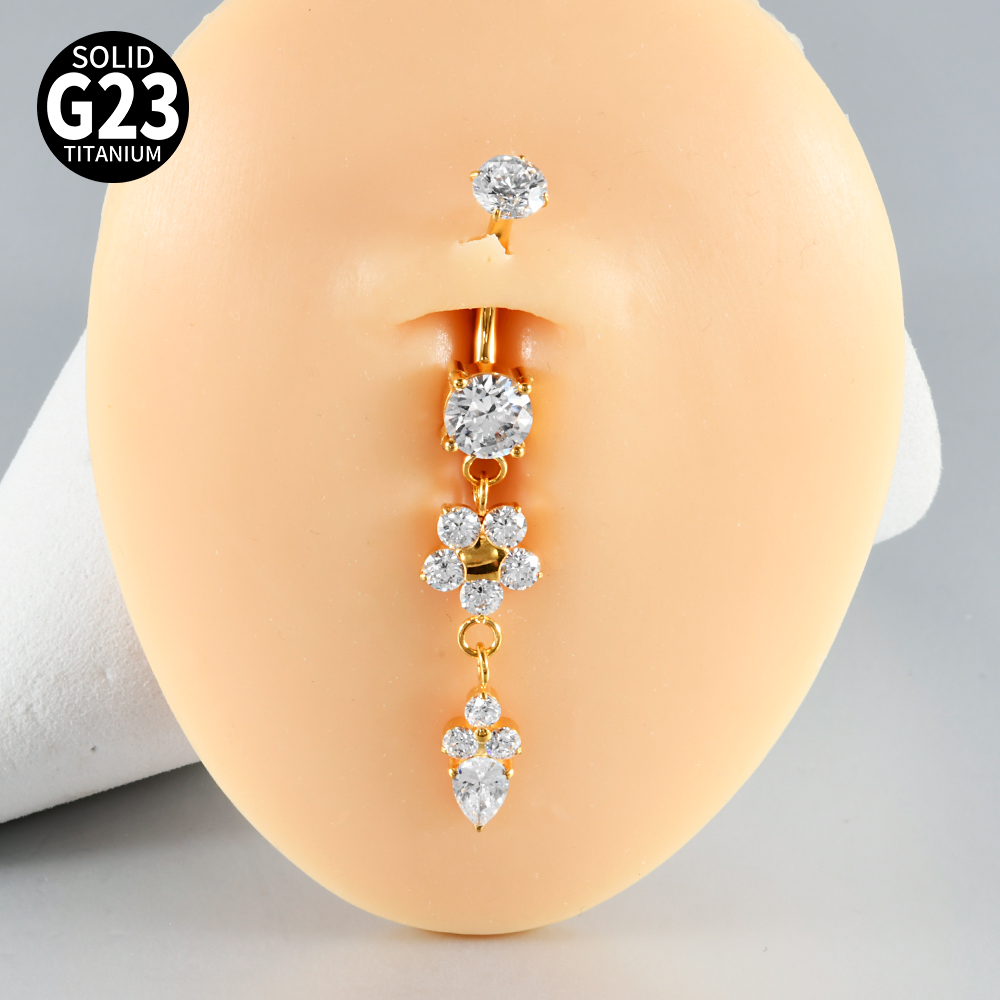1PC Titanium Carved Zircon Bel - Belly Bar Titanium recensione e prezzo