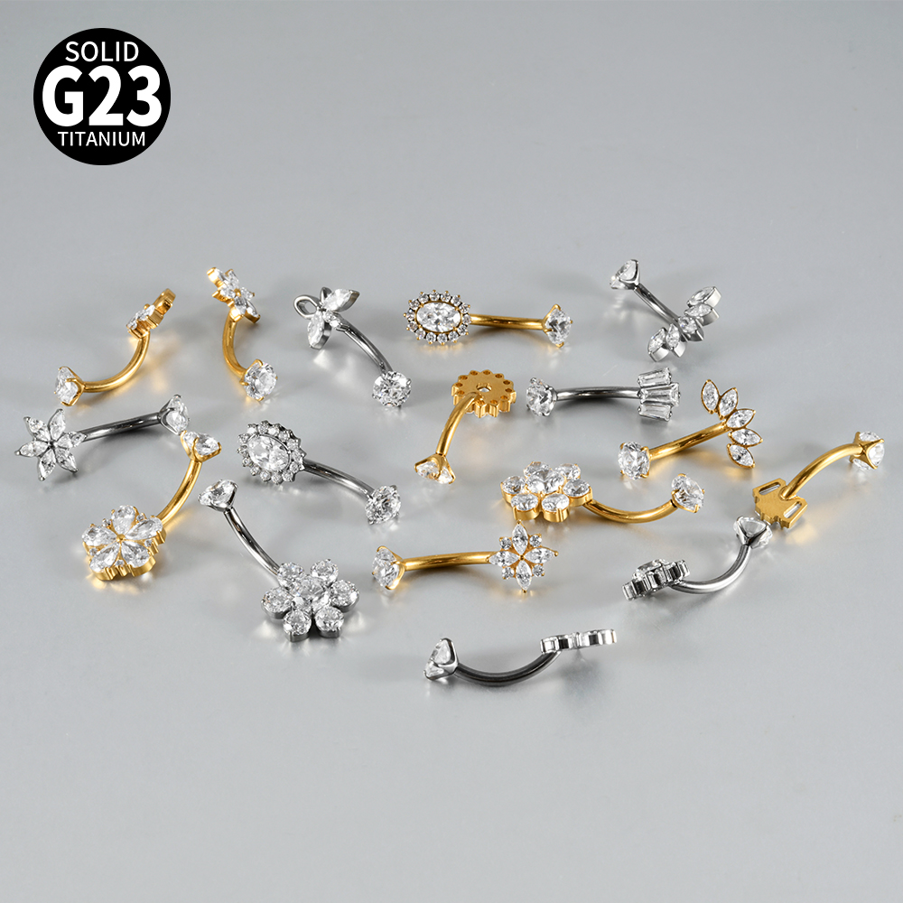 1PC Titanium Carved Zircon Bel - Belly Bar Titanium recensione e prezzo