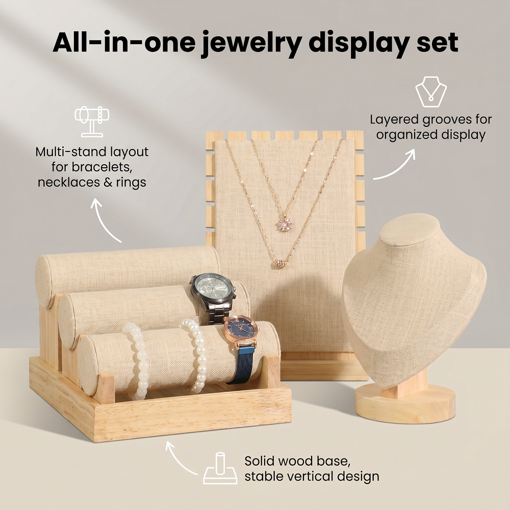 Wood Linen Jewelry Display Sta - Body Jewelry Holder recensione e prezzo