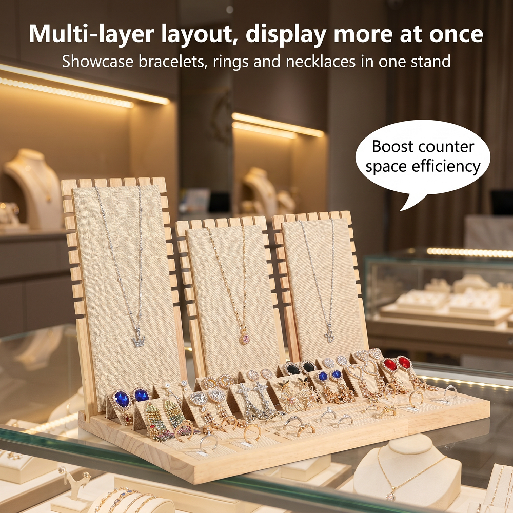 Wood Linen Jewelry Display Sta - Body Jewelry Holder recensione e prezzo