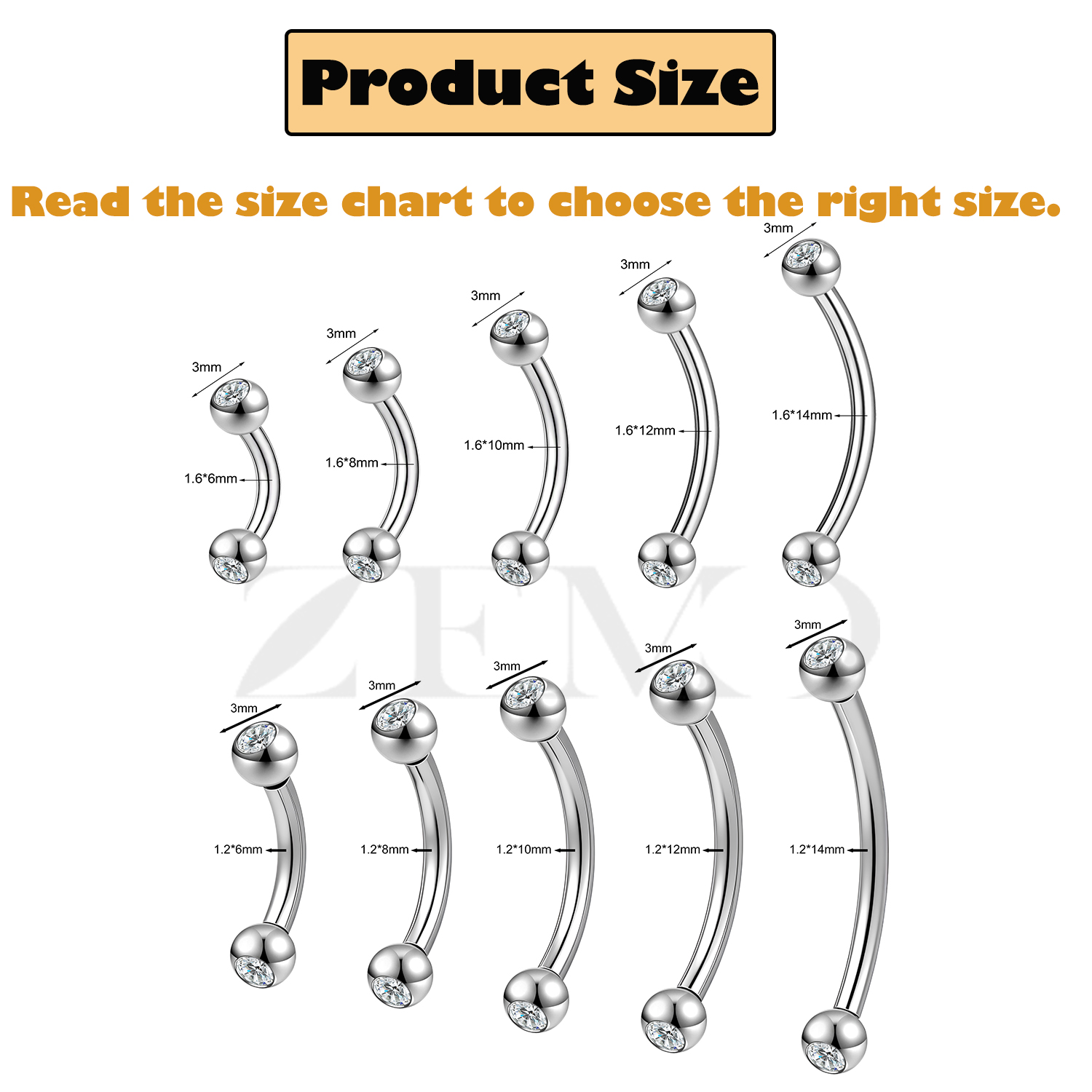 ZEMO 1PC 14/16G Stainless Stee - Eyebrow Curved Barbell recensione e prezzo