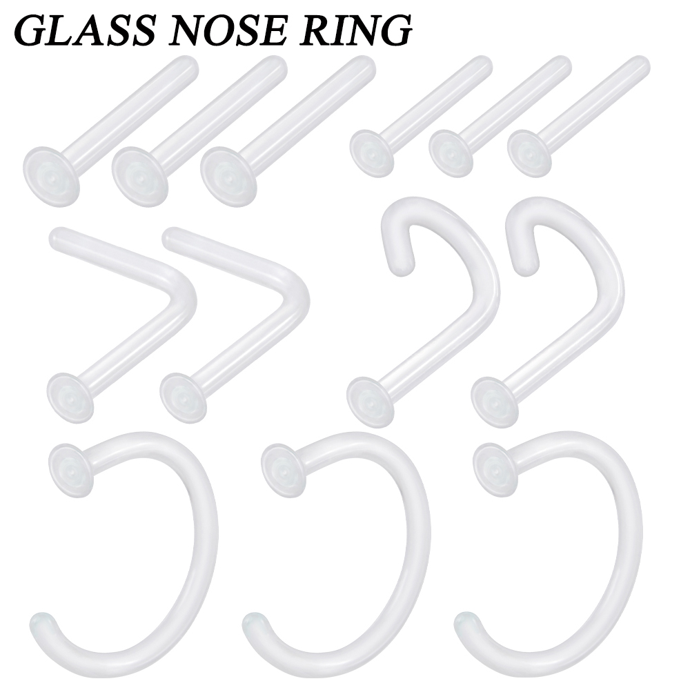 1PC Glass Nose Stud Transparen - Body Jewelry Holder recensione e prezzo