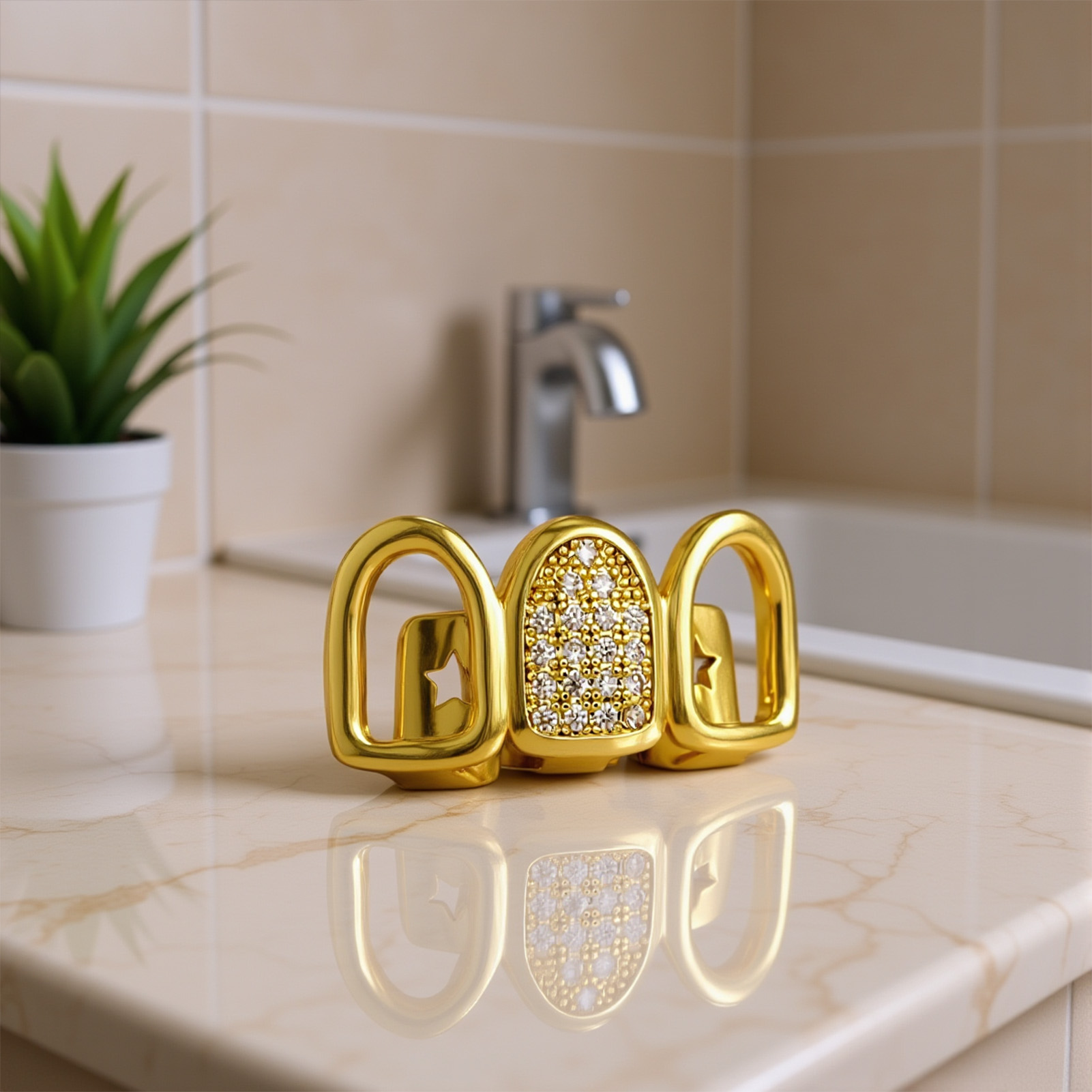 Rhinestone Teeth Cover Gold Pl - Body Jewelry Piercing recensione e prezzo