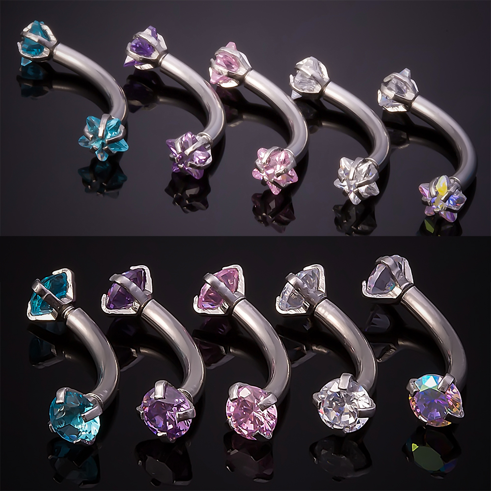 1pc Steel Cubic Zirconia Eyebr - Eyebrow Curved Barbell recensione e prezzo