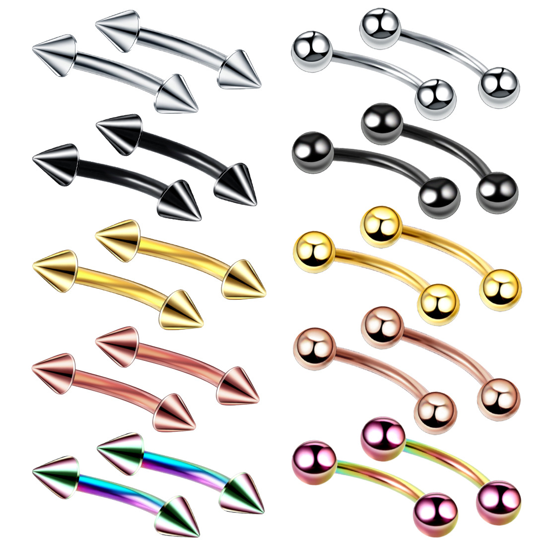 20pc/set Steel Eyebrow Banana  - Eyebrow Curved Barbell recensione e prezzo