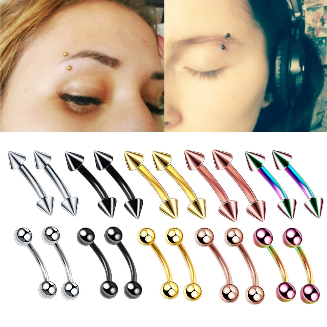 20pc/set Steel Eyebrow Banana  - Eyebrow Curved Barbell recensione e prezzo