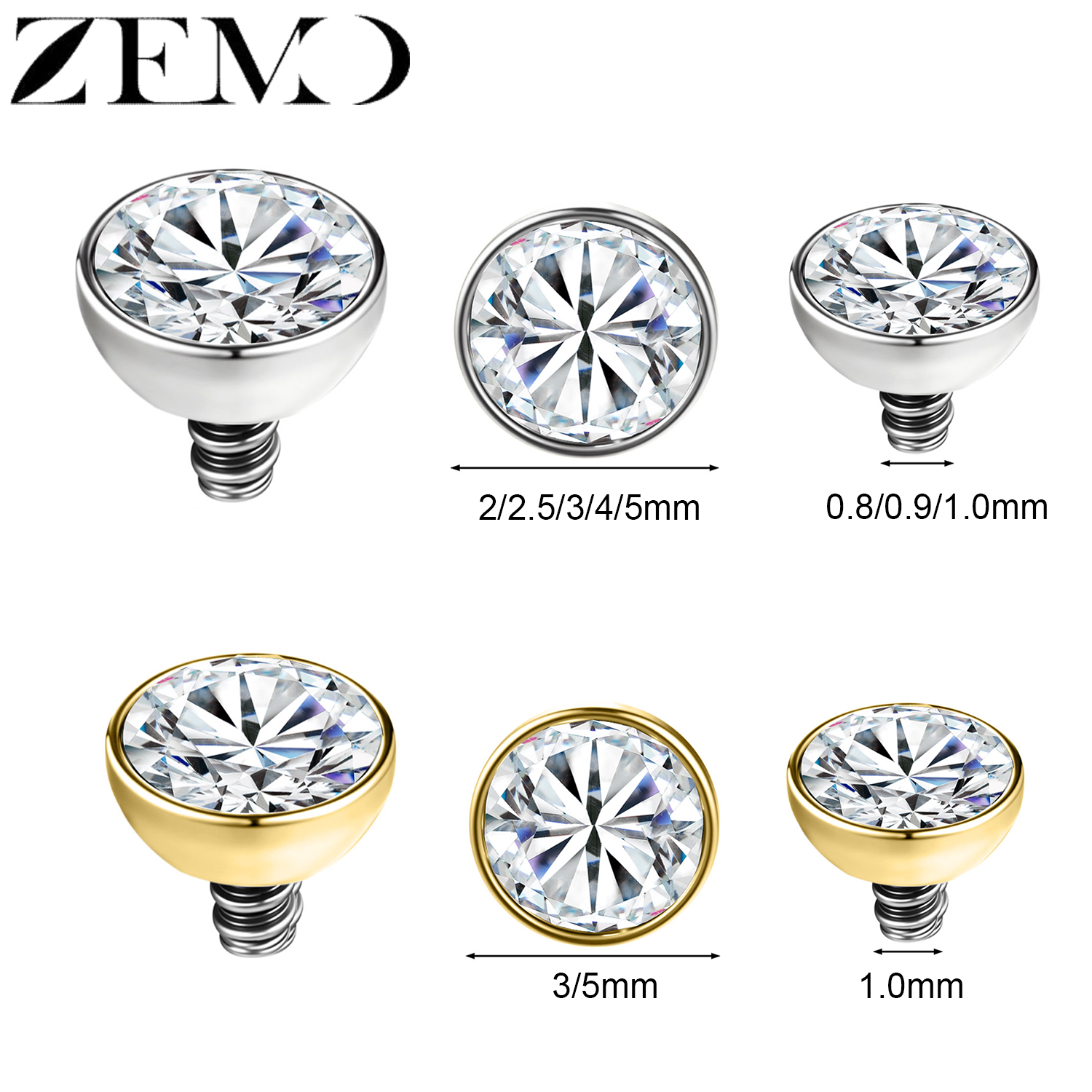 ZEMO 1-2pcs/lot Stainless Stee - Body Jewelry Dermal recensione e prezzo