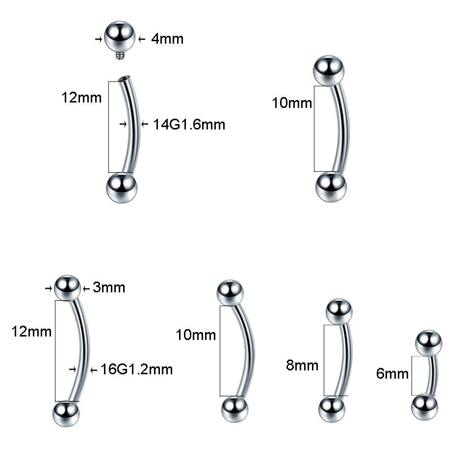 10Pcs/lot G23 Titanium Eyebrow - Eyebrow Curved Barbell recensione e prezzo