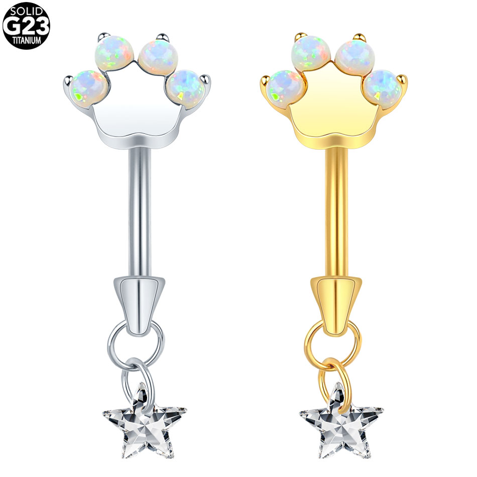 1pc Titanium Cat Paw Eyebrow P - Belly Bar Titanium recensione e prezzo