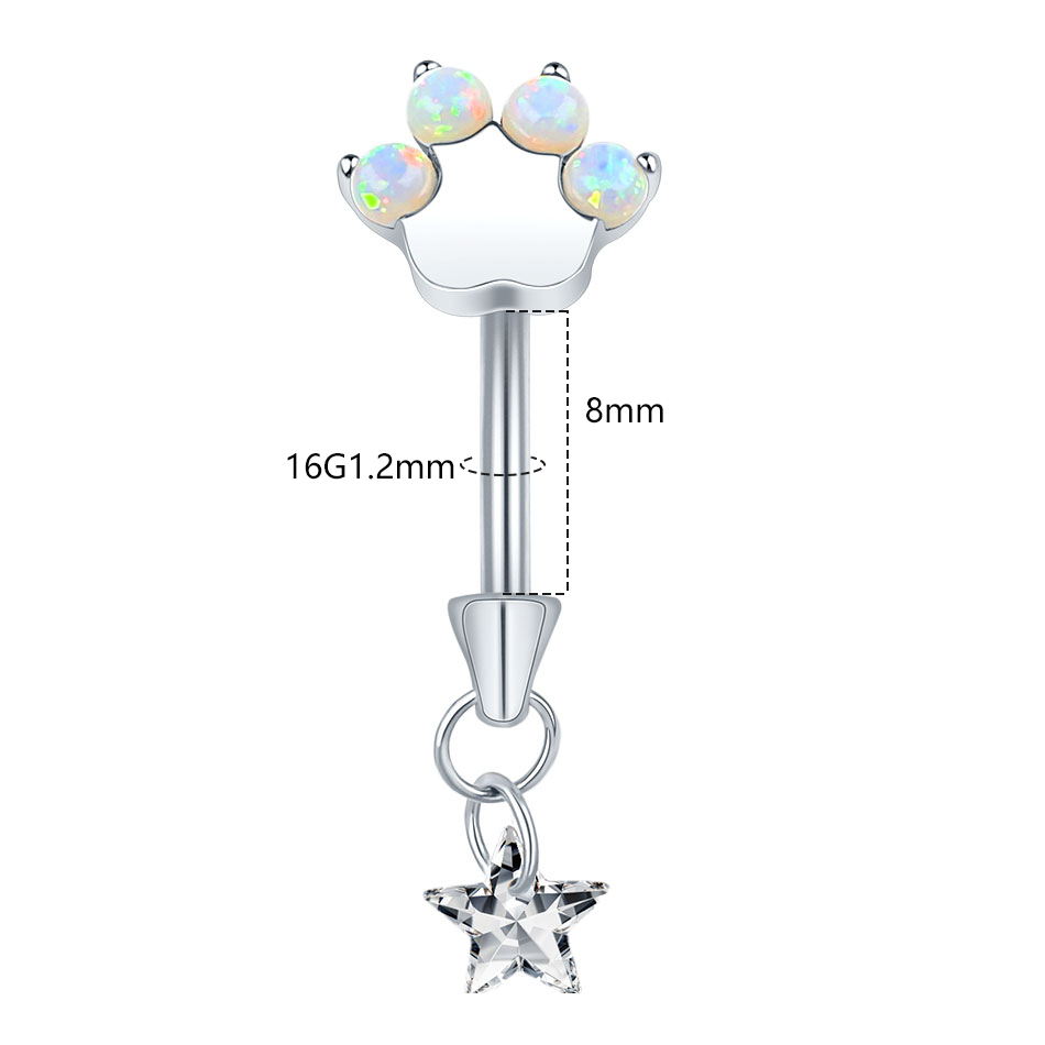 1pc Titanium Cat Paw Eyebrow P - Belly Bar Titanium recensione e prezzo
