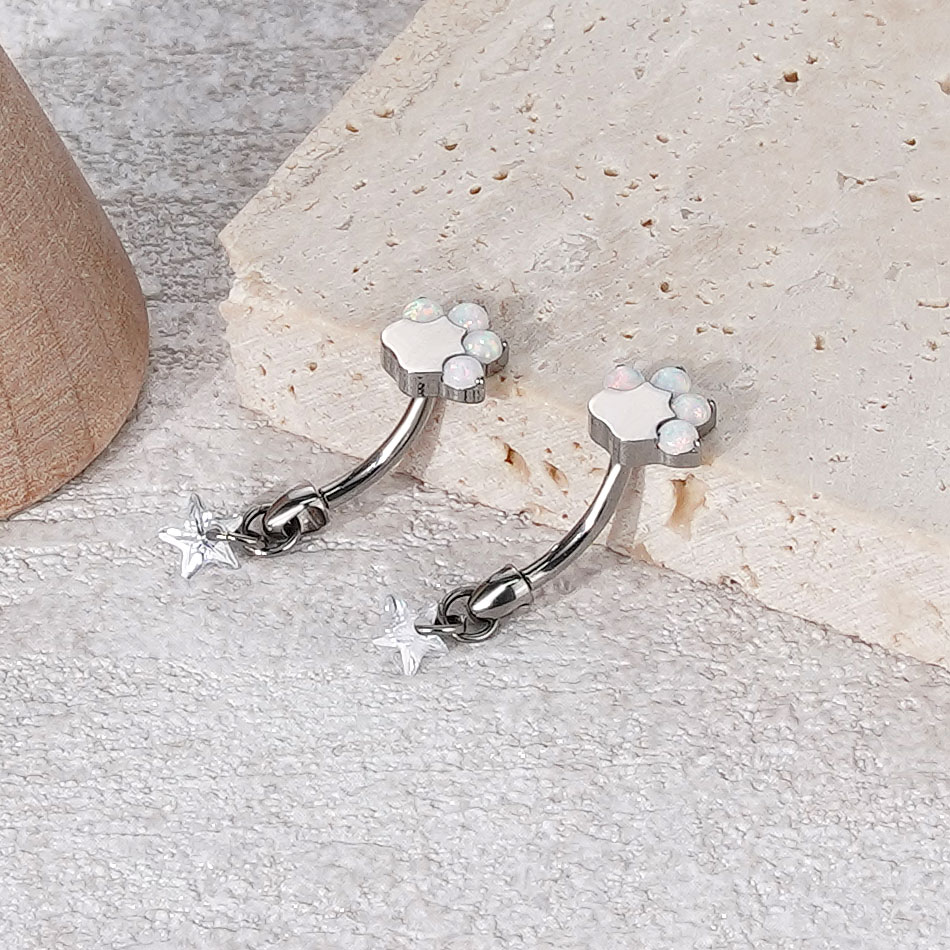 1pc Titanium Cat Paw Eyebrow P - Belly Bar Titanium recensione e prezzo