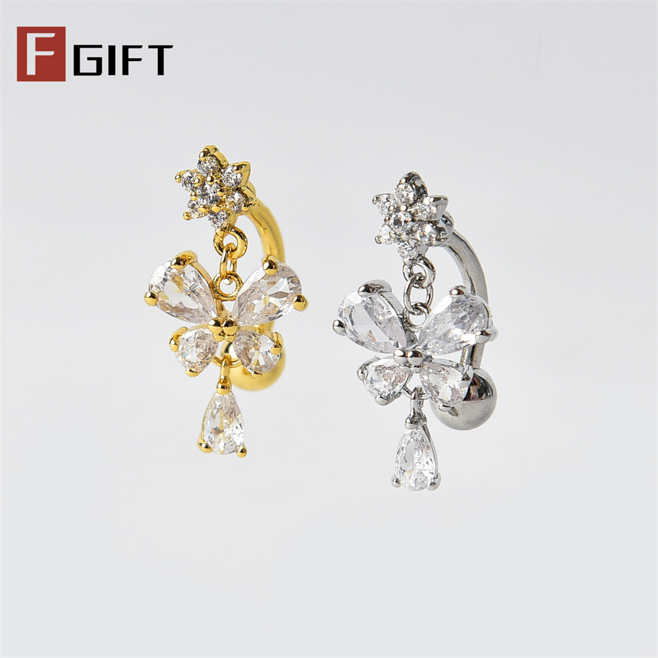 Zircon Butterfly Bow Dangle Re - Belly Bar Titanium recensione e prezzo
