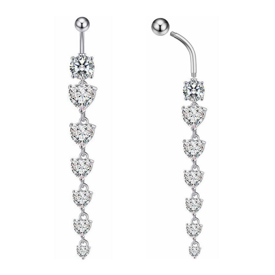 Silver Color Long Pendant Drop - Belly Bar Titanium recensione e prezzo