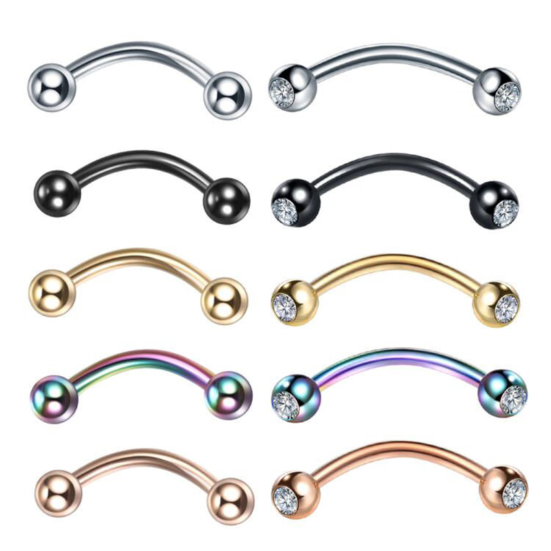 1PC Stainless Steel Crystal Ey - Eyebrow Curved Barbell recensione e prezzo