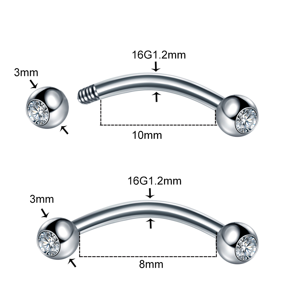 1PC Stainless Steel Crystal Ey - Eyebrow Curved Barbell recensione e prezzo