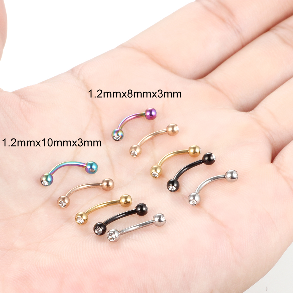 1PC Stainless Steel Crystal Ey - Eyebrow Curved Barbell recensione e prezzo