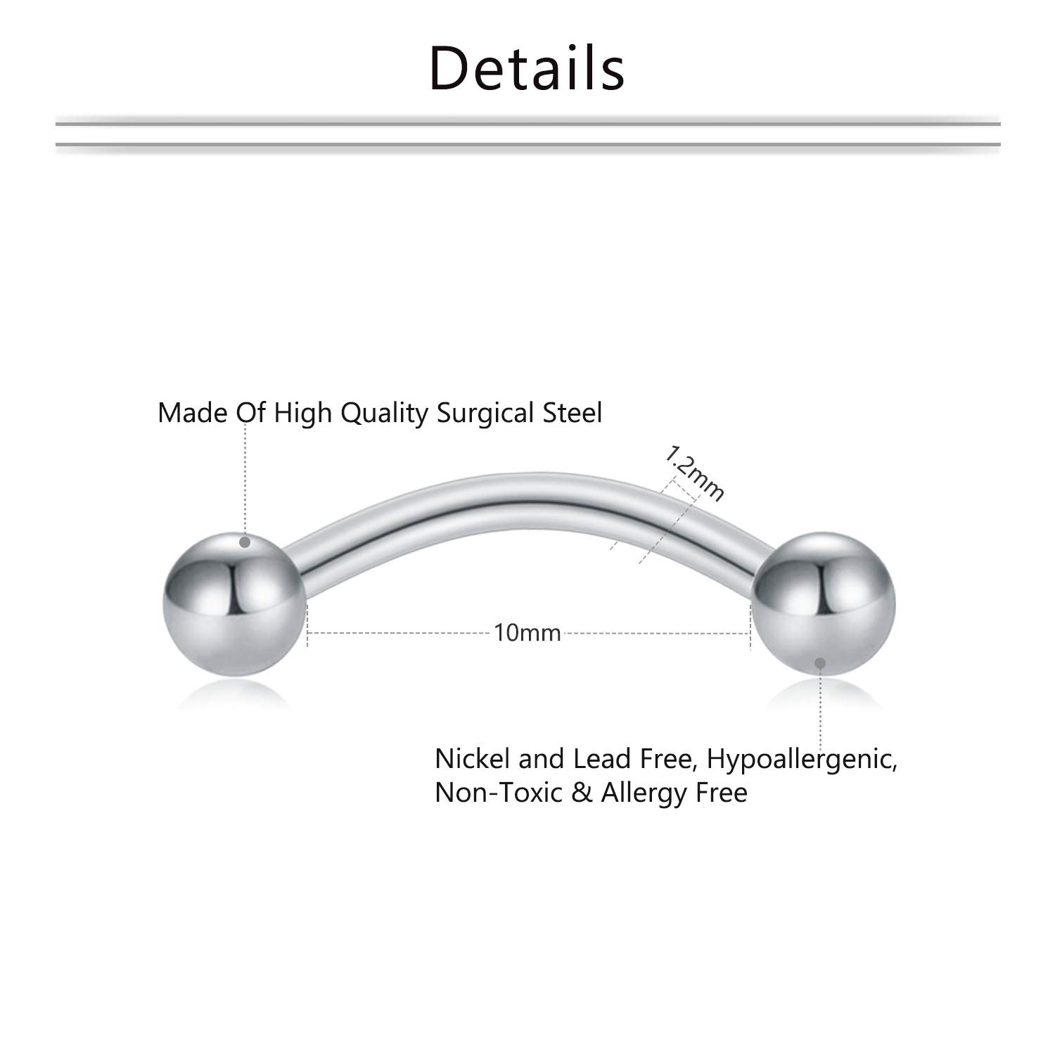 16G Clear Acrylic Bioflex Stai - Eyebrow Curved Barbell recensione e prezzo