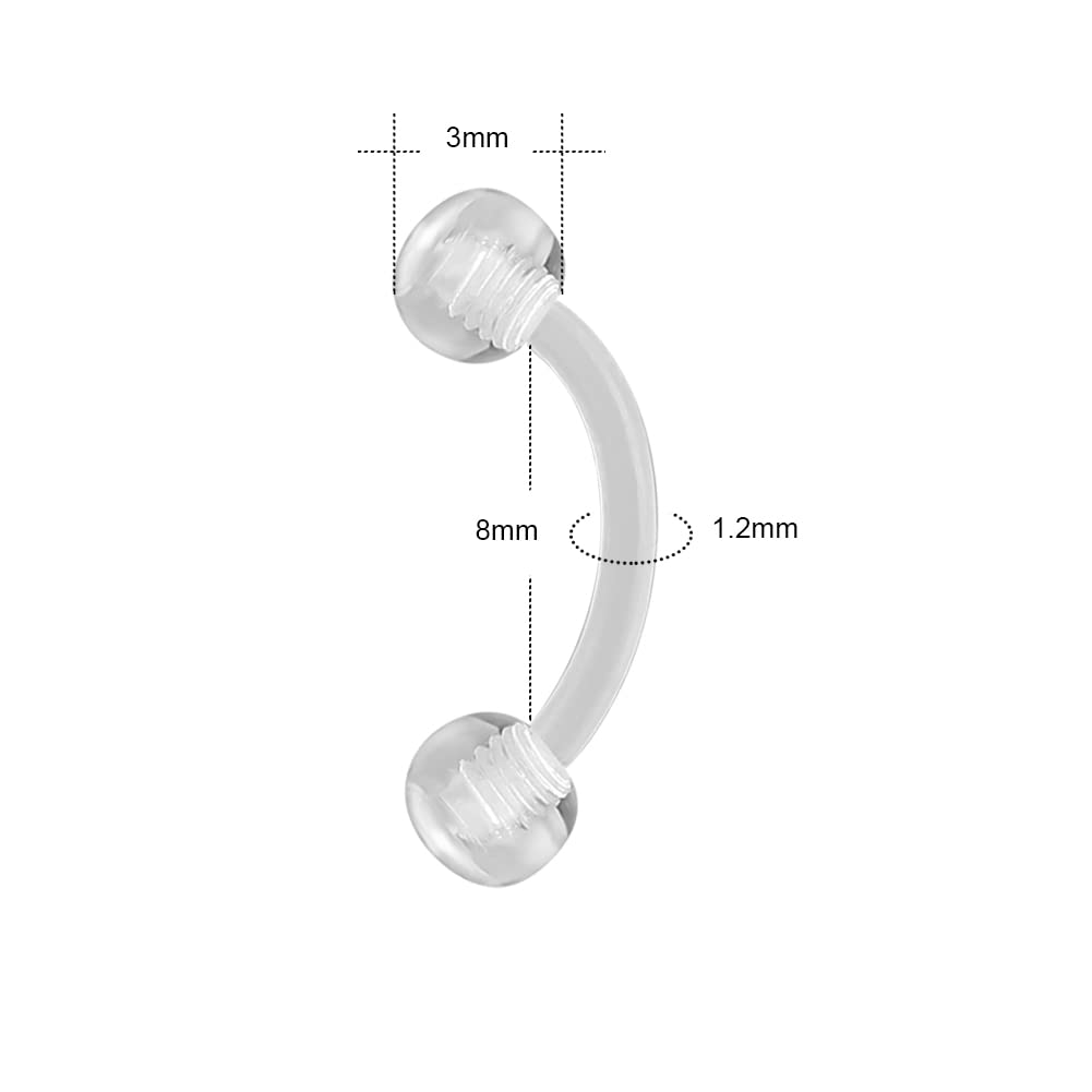 16G Clear Acrylic Bioflex Stai - Eyebrow Curved Barbell recensione e prezzo
