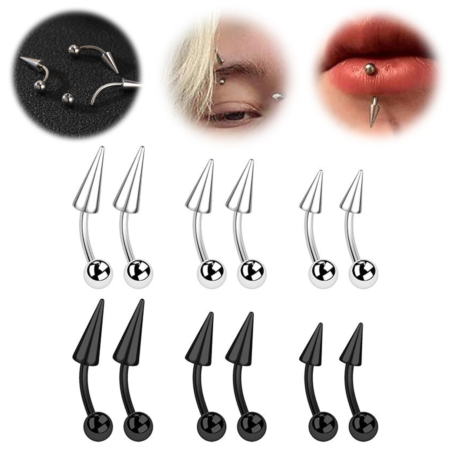 1PC 16G Long Spike Bridge Stai - Eyebrow Curved Barbell recensione e prezzo
