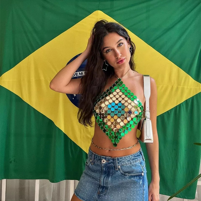 Women Brazil Flag Green Sequin - Body Jewelry Retainers recensione e prezzo