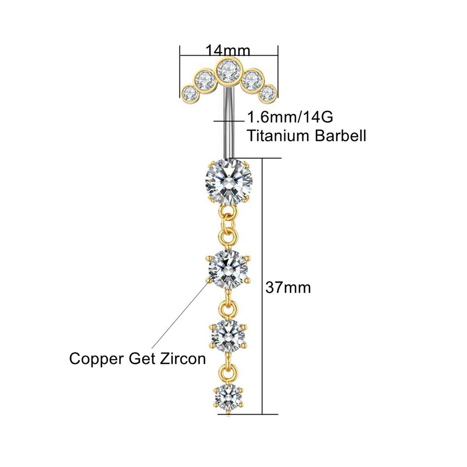 Gold Silver Color Long Dangled - Belly Bar Titanium recensione e prezzo
